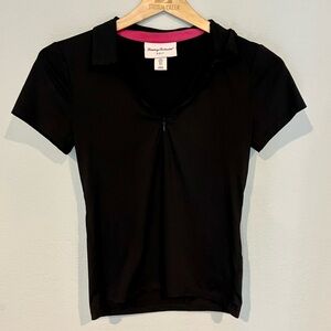 Woman’s Tommy Bahama Golf Polo Black Short Sleeve quarter zip t-shirt size Small
